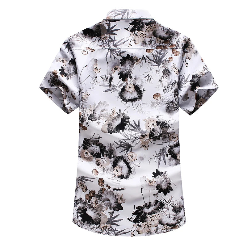 Plus Size 5XL 6XL 7XL Men's Hawaiian Shirt 2023 Summer New Fashion Casual Printing Short Sleeve Flower Shirt Male Brand Clothes