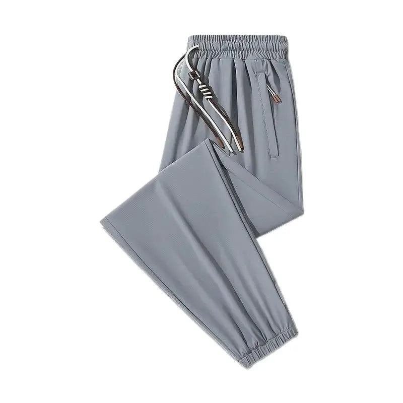 Summer New Men's Fashion Casual Ice Silk Pants Ultra-Thin Section Quick Drying Sports Pants High Quality Solid Color Pants