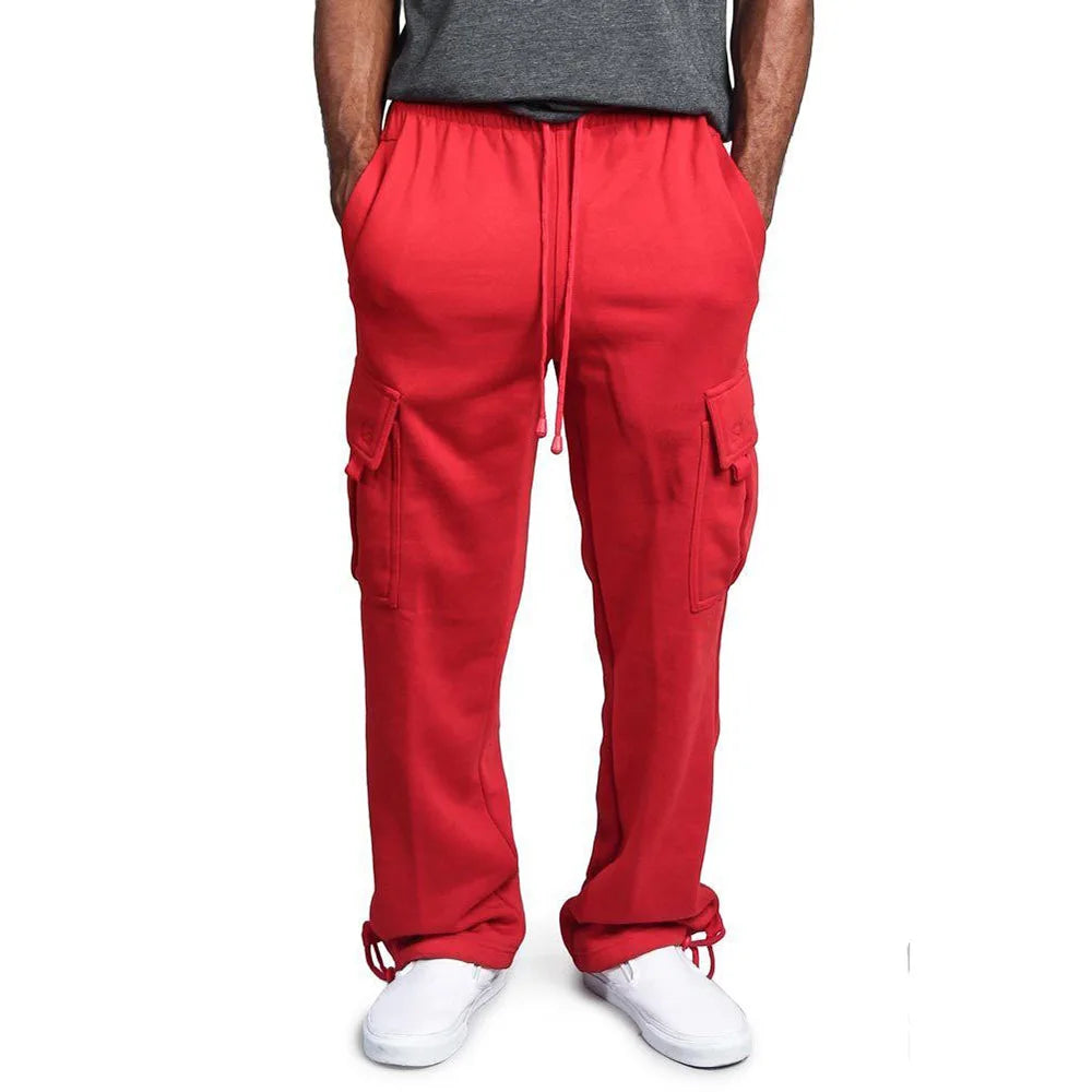 Men's Fashion All Loose Straight Leg Overalls Outdoor Leisure Sports Jogging Camping Trip Solid Color Pants