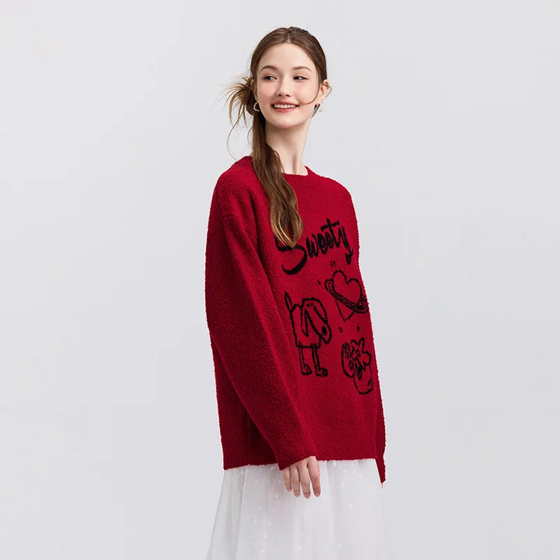 Semir Sweater Women Design-featured New Year Jacquard 2025 New Spring Outfit Oversize Drop-shoulder Soft and Fluffy Sweater Lazy