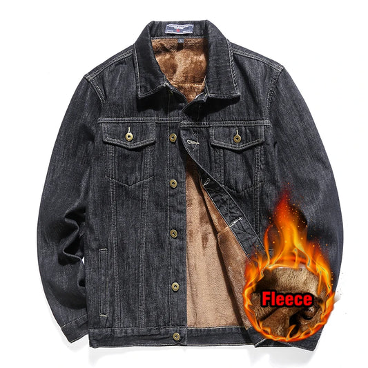 2025 New Men's Winter Warm Denim Jacket