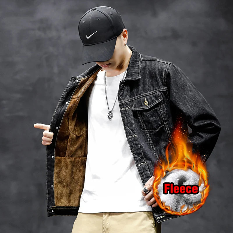 2025 New Men's Winter Warm Denim Jacket