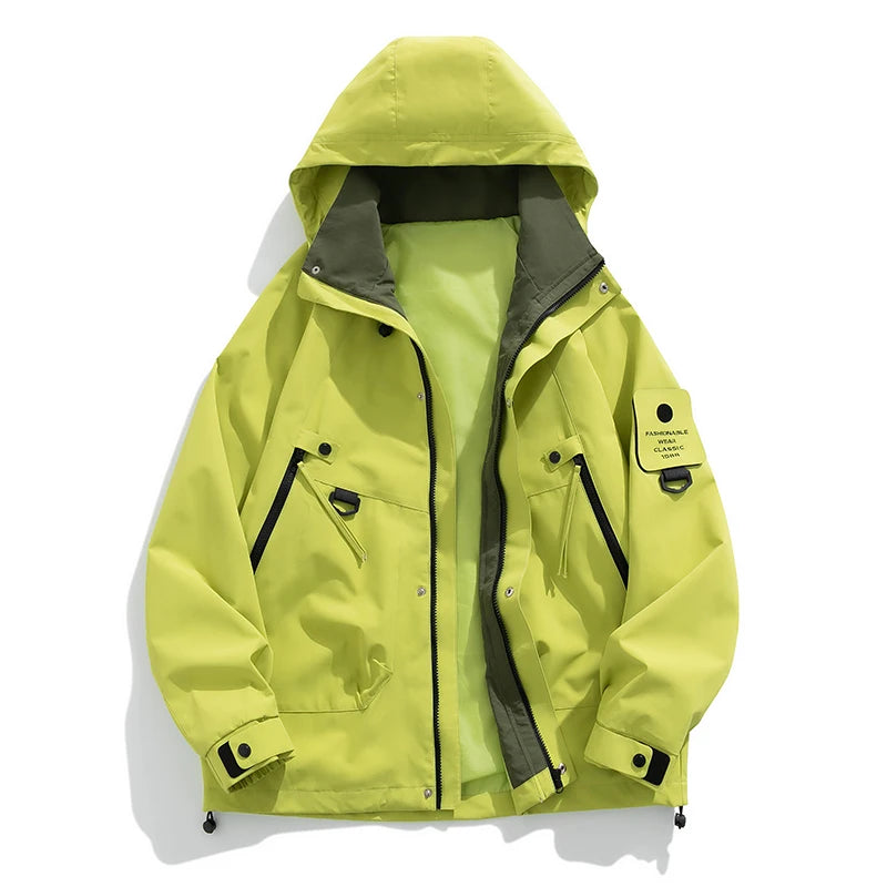 The New Men's Casual Sports Rushing Jacket Pure Color Big Yards Trend Versatile Jacket Outdoor Hiking Camping Men's Clothing