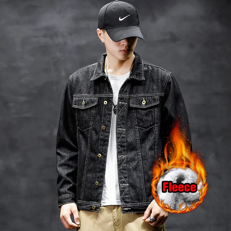 2025 New Men's Winter Warm Denim Jacket