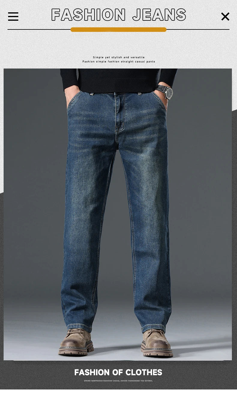 Autumn New Men's Straight Stretch Vintage Jeans