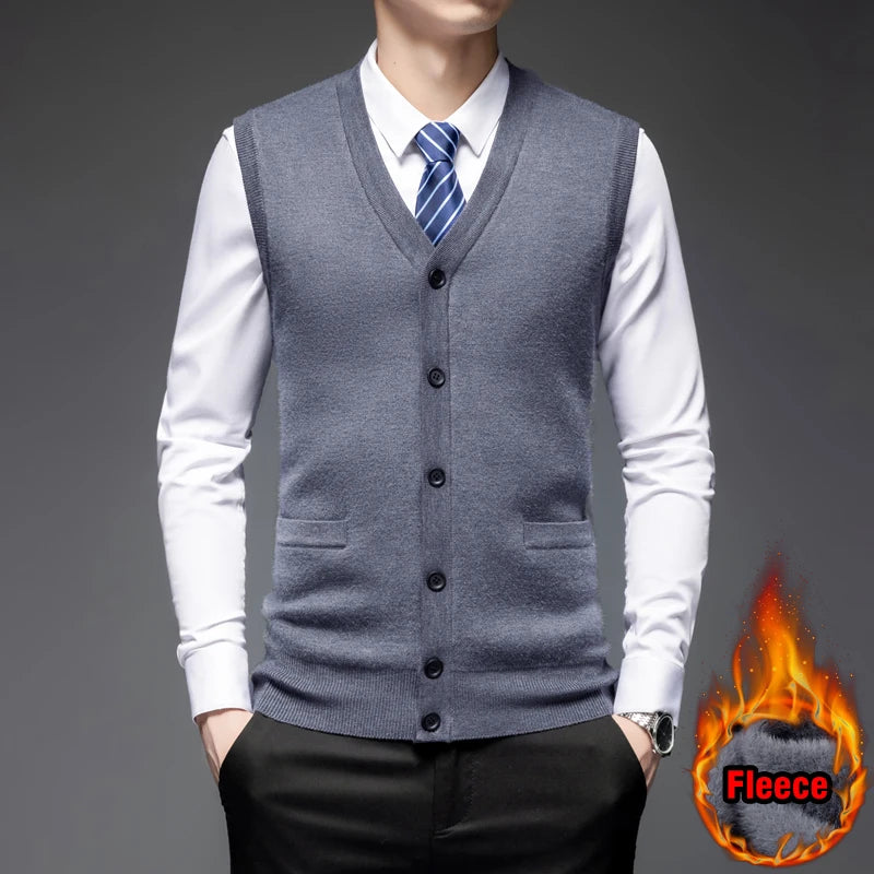 Autumn Winter Warm Sweater Vest Men Classic Style