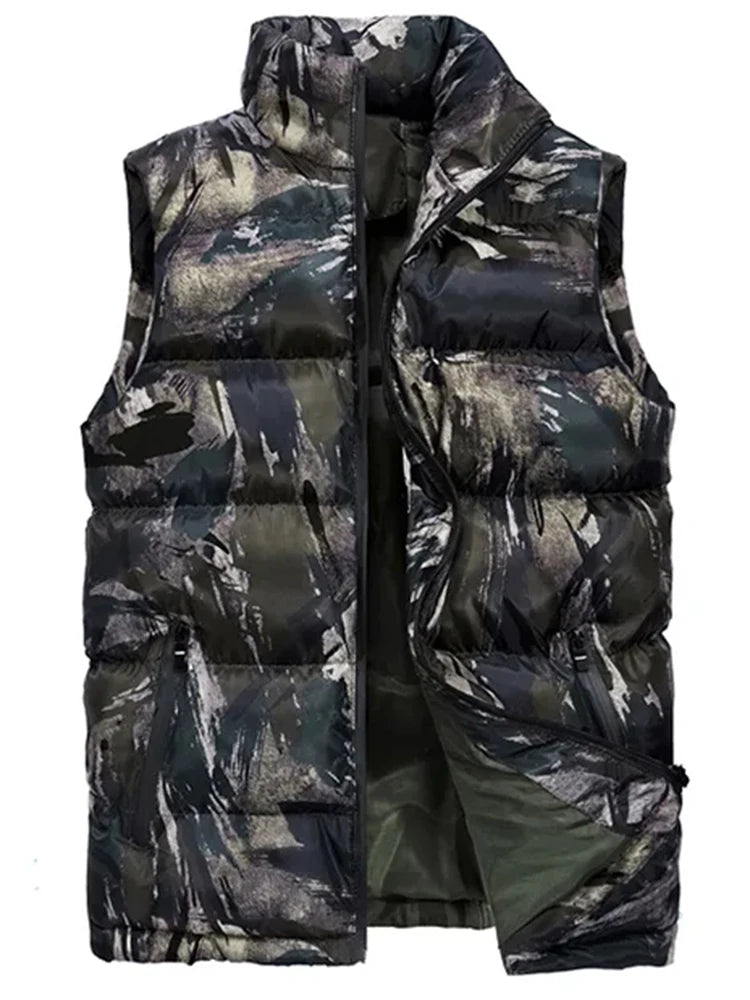 Men's Fashion Trend Cotton Vest Men's Camouflage Back Heart Tide Brand Outside Wear Vest Tooling Winter Clip Winter Plus Size