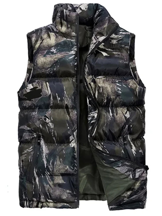 Men's Fashion Trend Cotton Vest Men's Camouflage Back Heart Tide Brand Outside Wear Vest Tooling Winter Clip Winter Plus Size