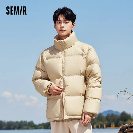 Semir Down Jacket Men 2023 Winter New Minimalist Solid Color Comfortable Warm Trendy Loose Jacket