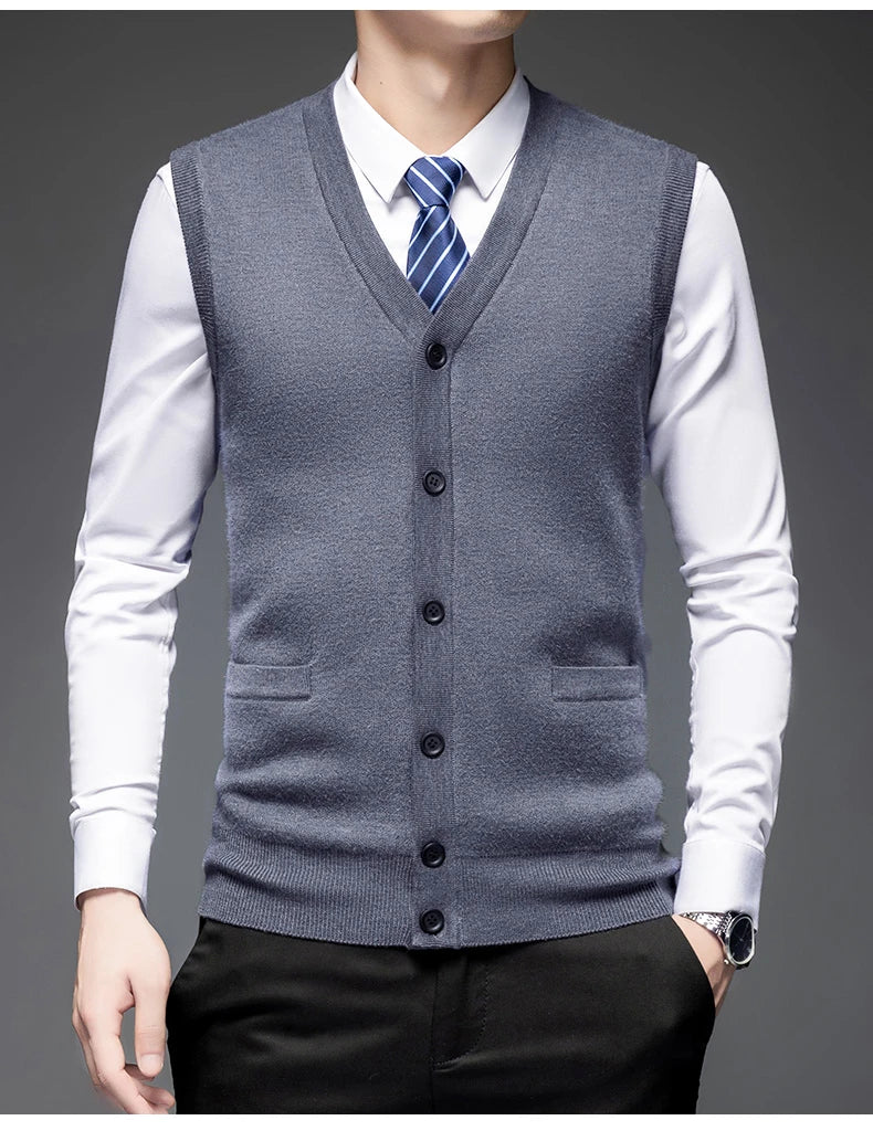 Autumn Winter Warm Sweater Vest Men Classic Style