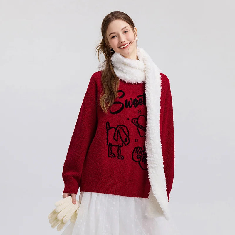 Semir Sweater Women Design-featured New Year Jacquard 2025 New Spring Outfit Oversize Drop-shoulder Soft and Fluffy Sweater Lazy