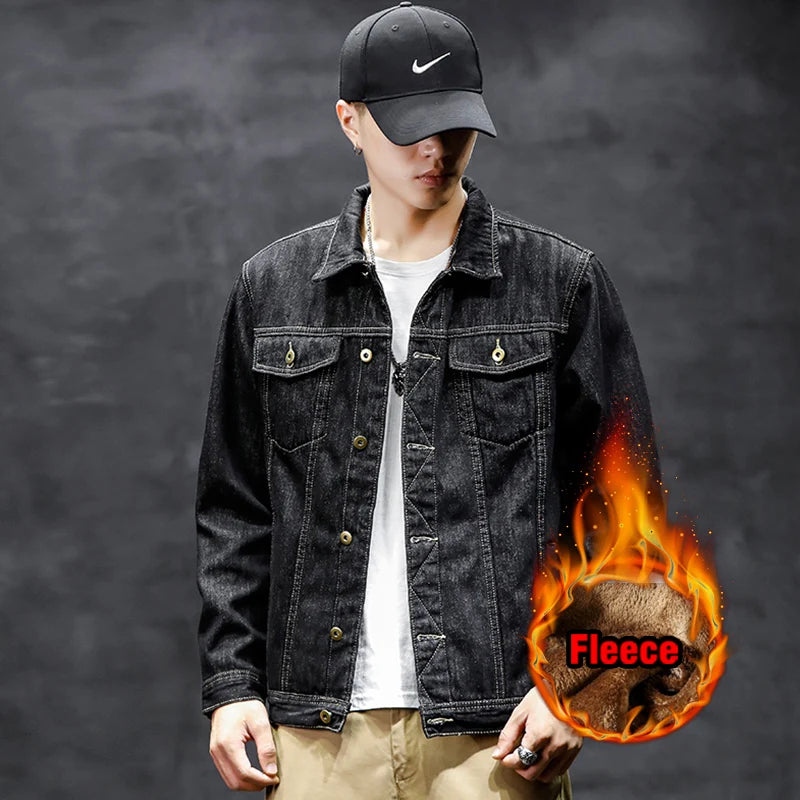 2025 New Men's Winter Warm Denim Jacket