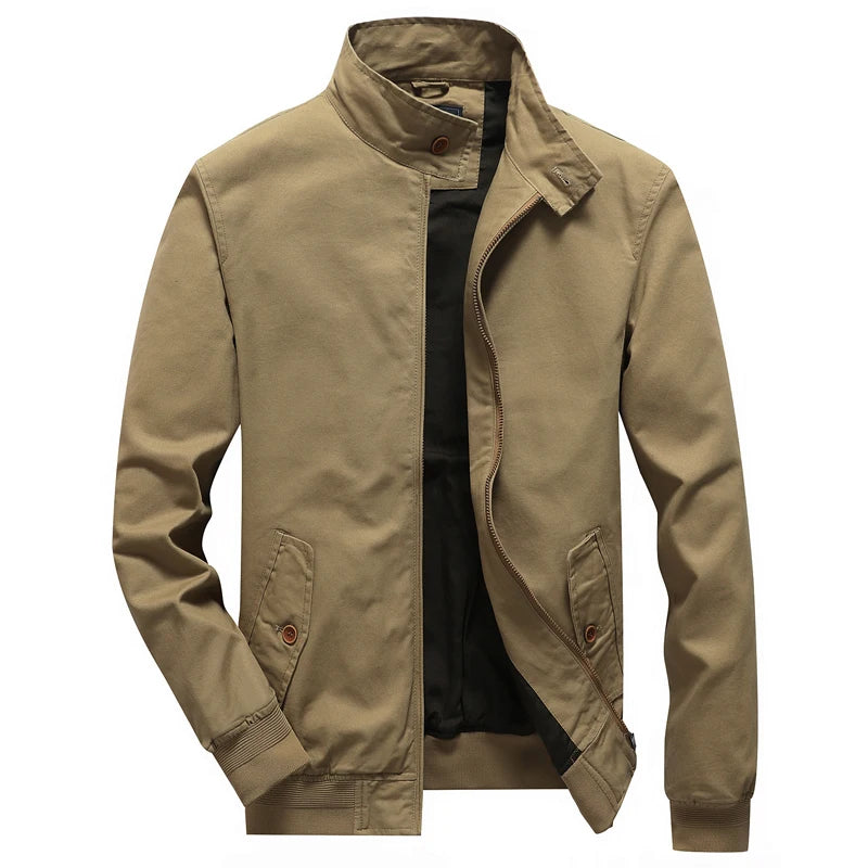 New Men's Thickened Warm Casual Men's Solid Color Cold Long-Sleeved Lapel Work Jacket Fashionable Work Washed Aviator Jacket