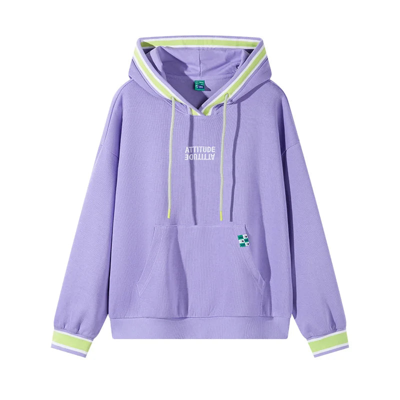 Semir 2024 Sweatshirt Women Contrasting Color Hooded Top Loose Spring Letter Embroidered Pullover For Girls Trendy And Cool Tops