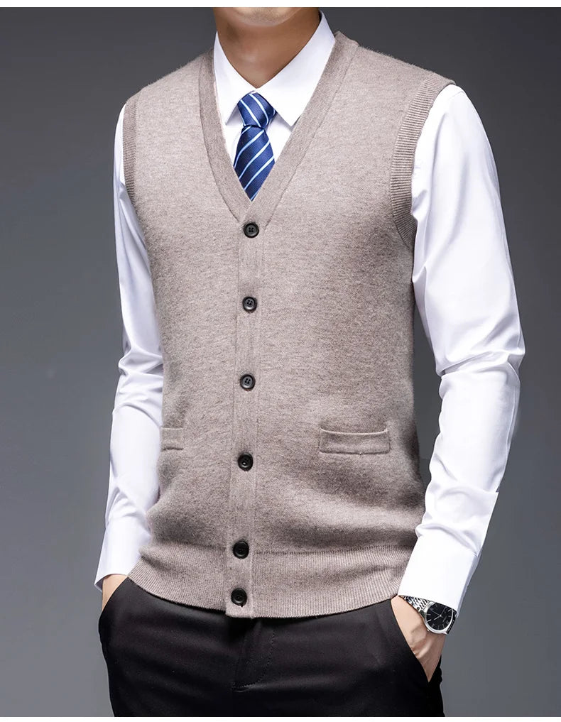 Autumn Winter Warm Sweater Vest Men Classic Style