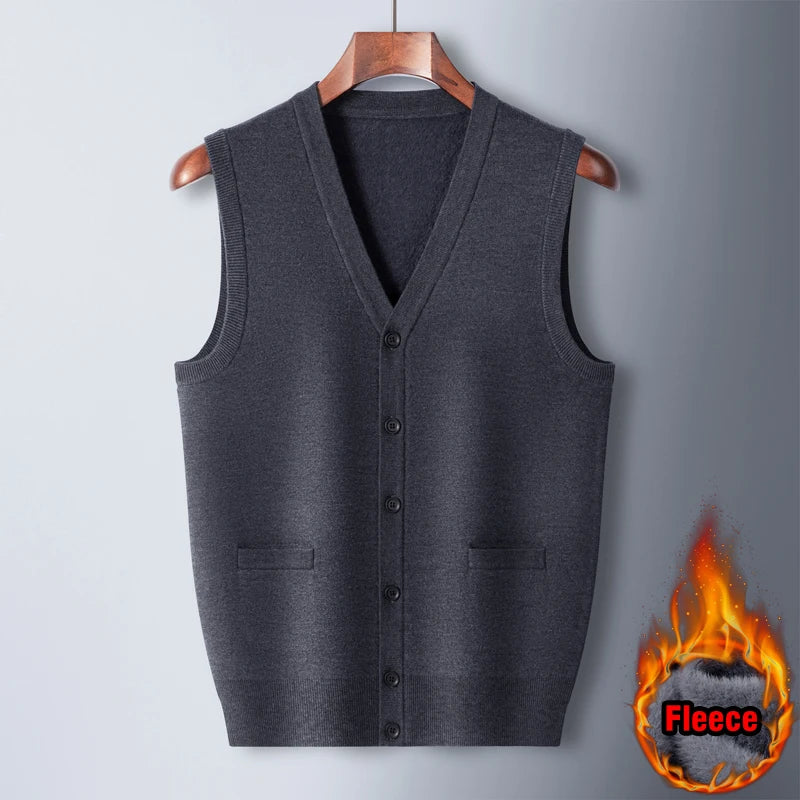 Autumn Winter Warm Sweater Vest Men Classic Style