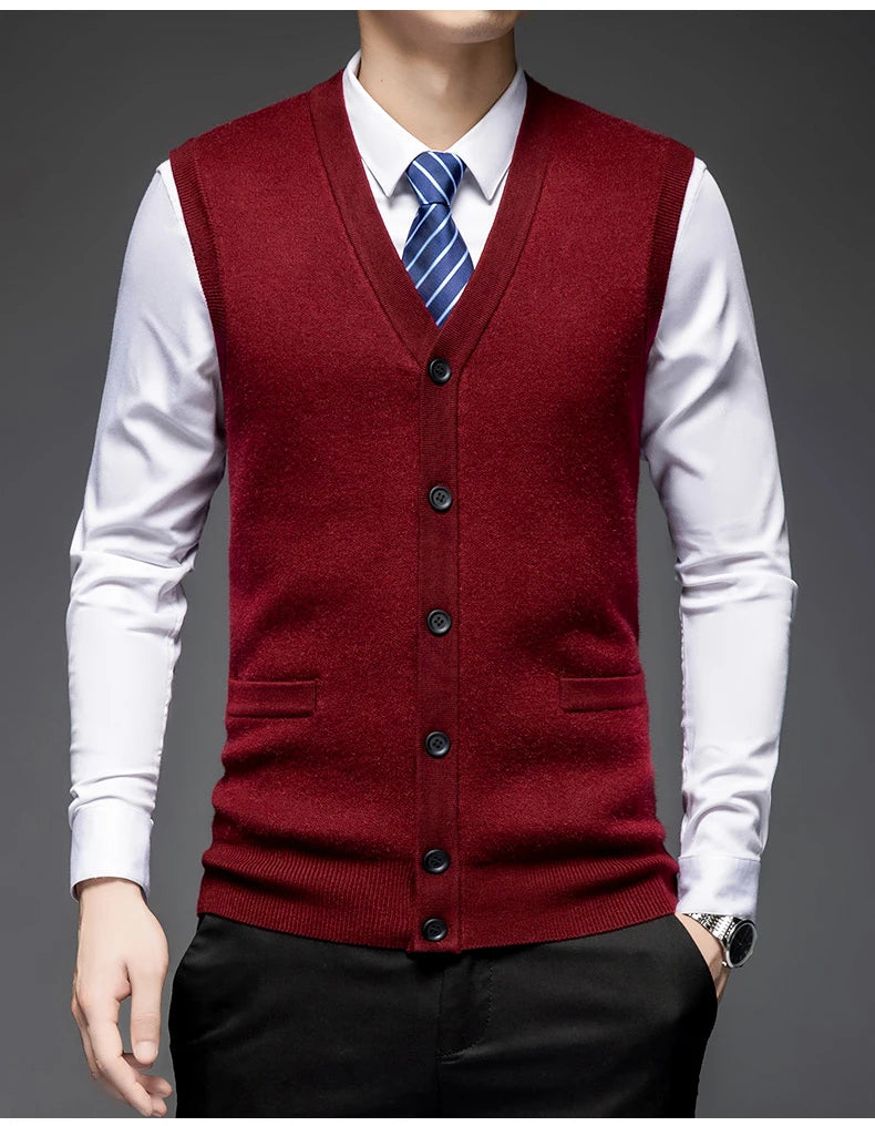 Autumn Winter Warm Sweater Vest Men Classic Style