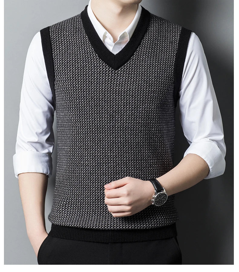 Autumn Winter Men's Thickened Round Neck Wool