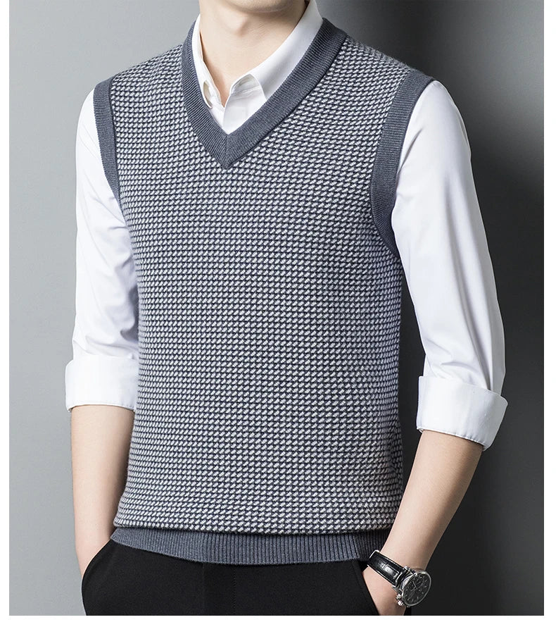 Autumn Winter Men's Thickened Round Neck Wool