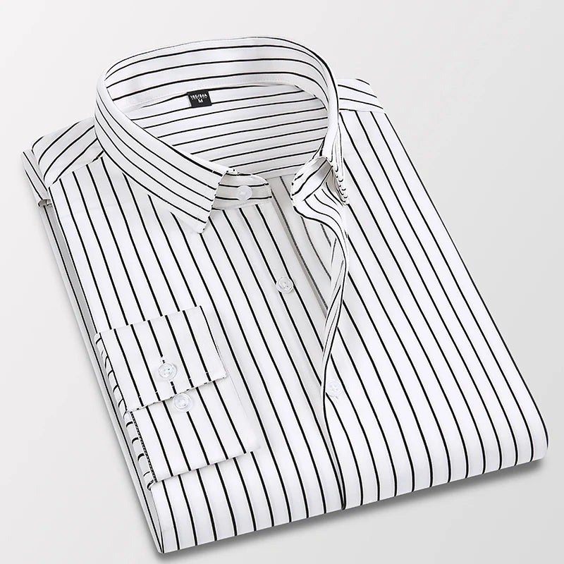 Classic Men's Striped Long-sleeved Shirt Spring New Business Fashion Slim Fit Shirt Man Brand Casual Clothes