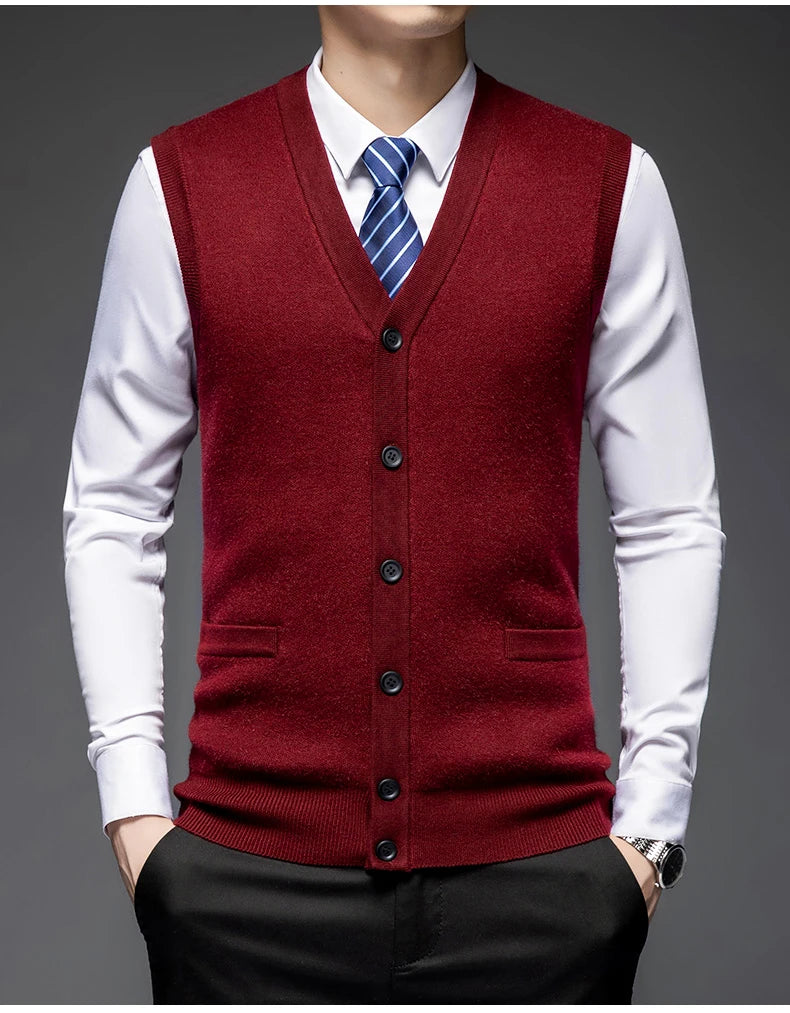 Autumn Winter Warm Sweater Vest Men Classic Style