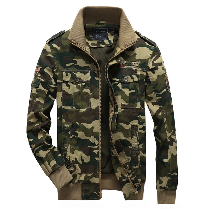 New Men's Warm Camouflage Coat Windproof Waterproof Military Jacket Long-Sleeved Stand-Up Collar Cotton Outdoor Men's Clothing