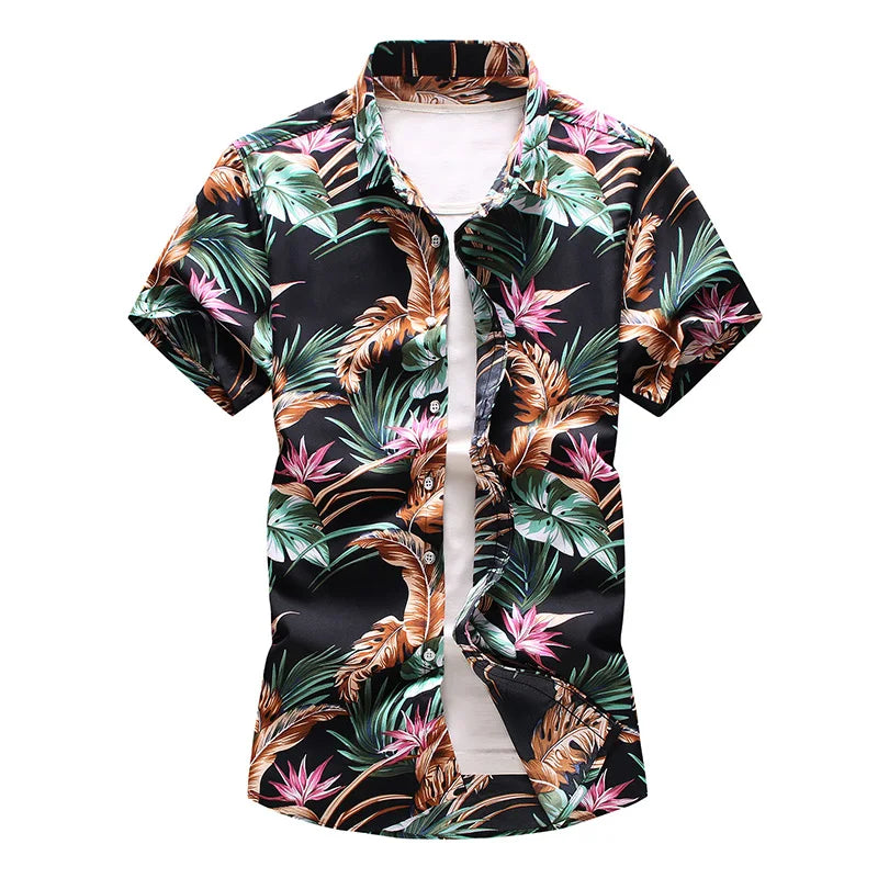 Plus Size 5XL 6XL 7XL Men's Hawaiian Shirt 2023 Summer New Fashion Casual Printing Short Sleeve Flower Shirt Male Brand Clothes