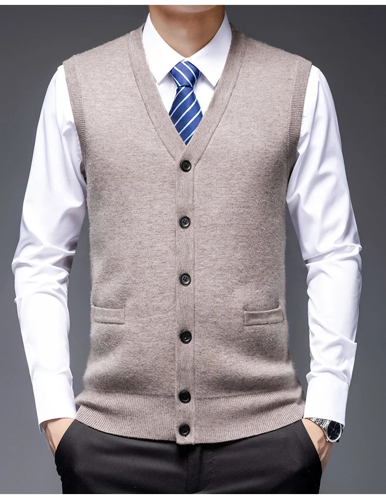 Autumn Winter Warm Sweater Vest Men Classic Style