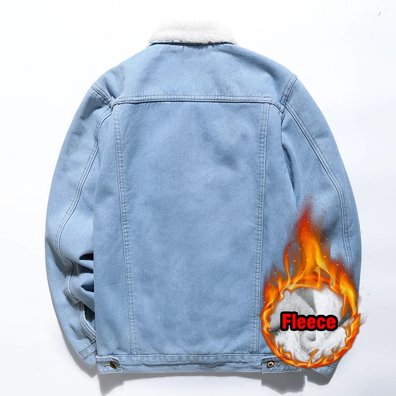 2025 New Men's Winter Warm Denim Jacket