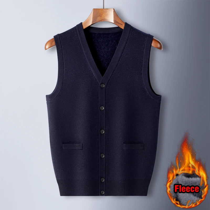 Autumn Winter Warm Sweater Vest Men Classic Style