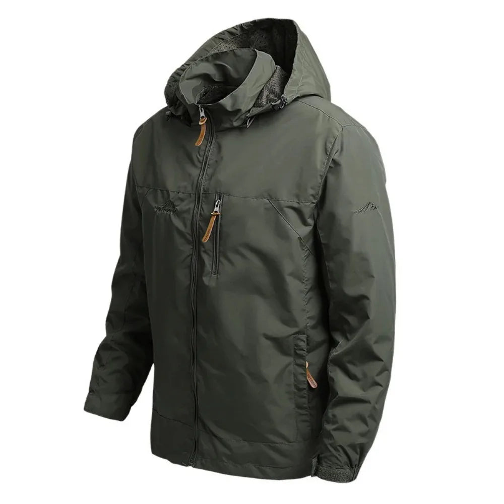 Men's Tactical Casual Jacket Waterproof Outdoor Hooded Coat Oversized Windscreen Sports Military Camping Overalls