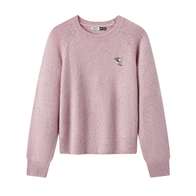 Semir Sweater Women Raglan Sleeve Embroidered 2024 New Winter Wool Sweater Containing Wool