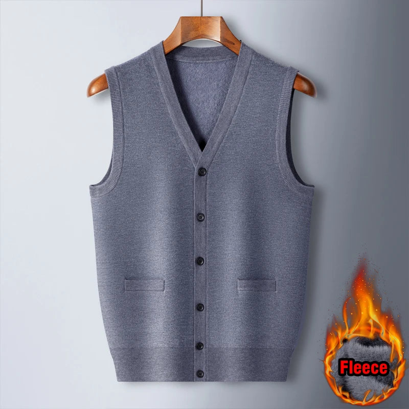 Autumn Winter Warm Sweater Vest Men Classic Style