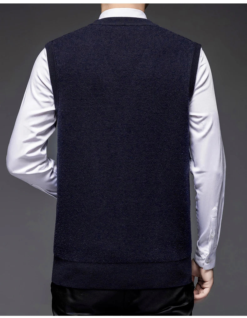 Autumn Winter Warm Sweater Vest Men Classic Style