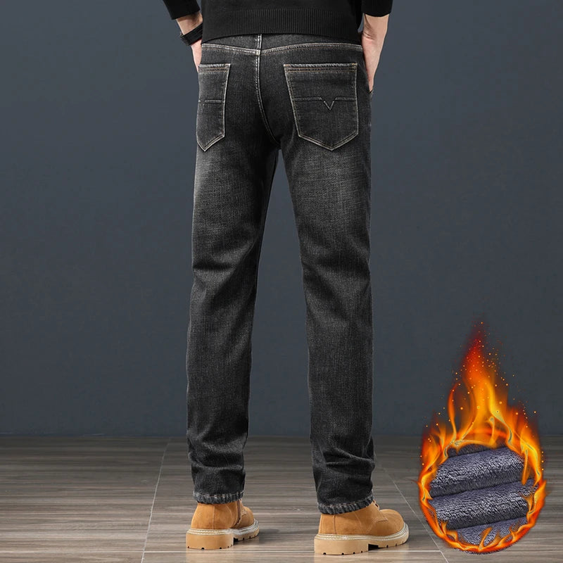 Men's Winter Fleece Thickened Jeans Fashion