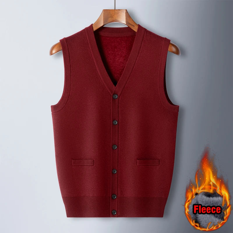 Autumn Winter Warm Sweater Vest Men Classic Style