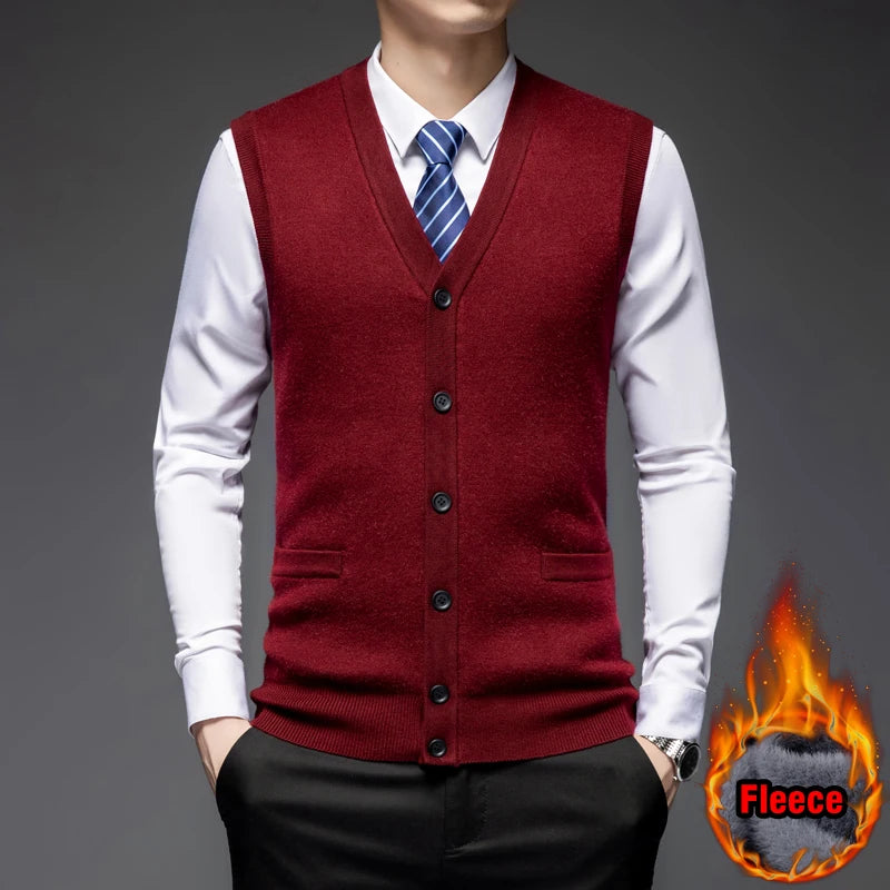 Autumn Winter Warm Sweater Vest Men Classic Style