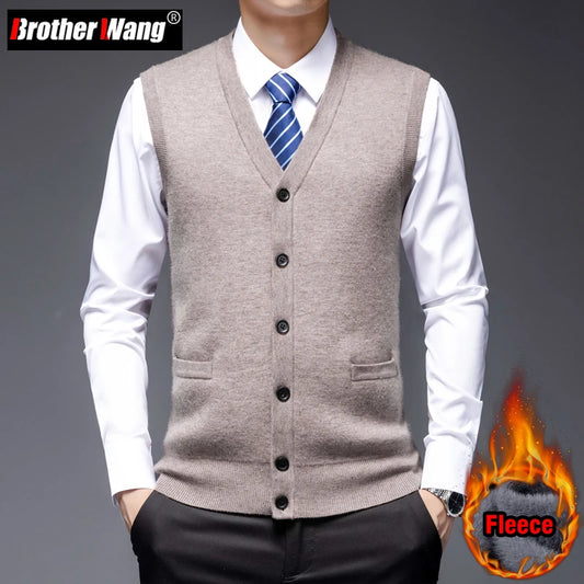 Autumn Winter Warm Sweater Vest Men Classic Style