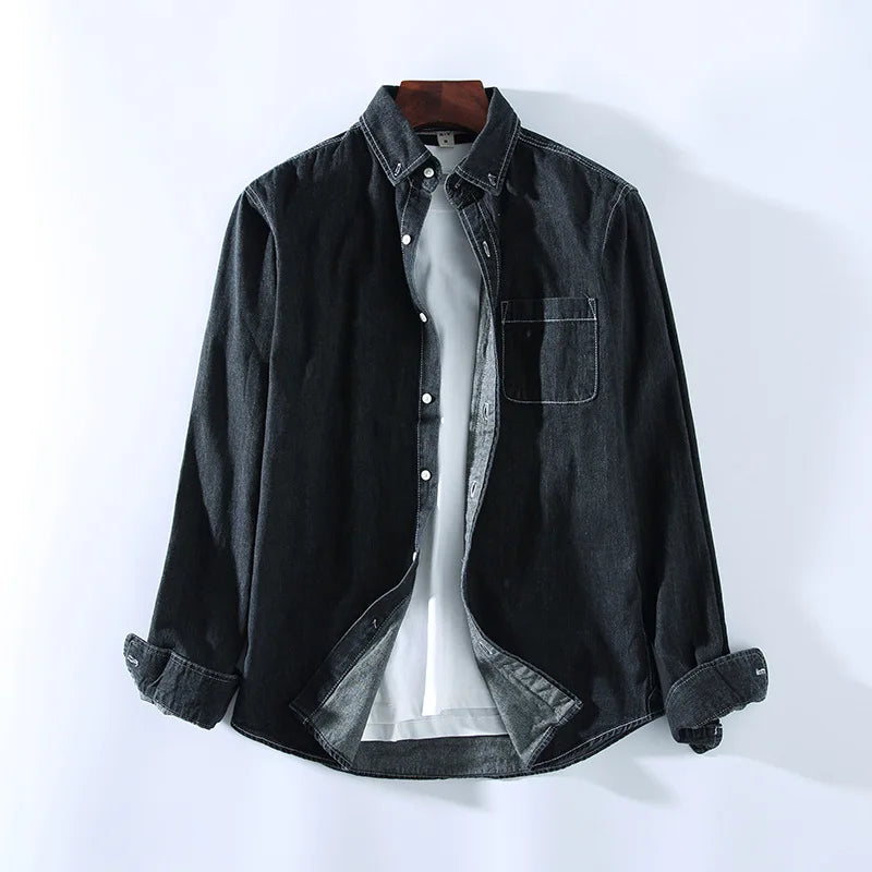 3 Colors 2023 New Men's Casual Denim Shirt Fashion Casual Cotton Slim Fit Cowboy Long Sleeve Shirt Male Brand Clothes