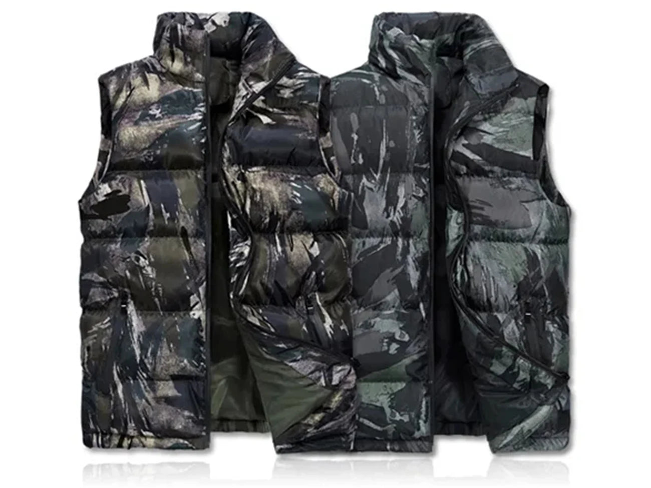 Men's Fashion Trend Cotton Vest Men's Camouflage Back Heart Tide Brand Outside Wear Vest Tooling Winter Clip Winter Plus Size